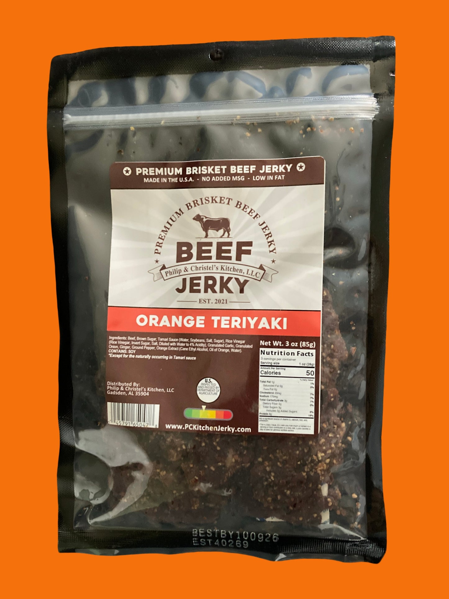 Premium Brisket Beef Jerky Orange Teriyaki 3oz.