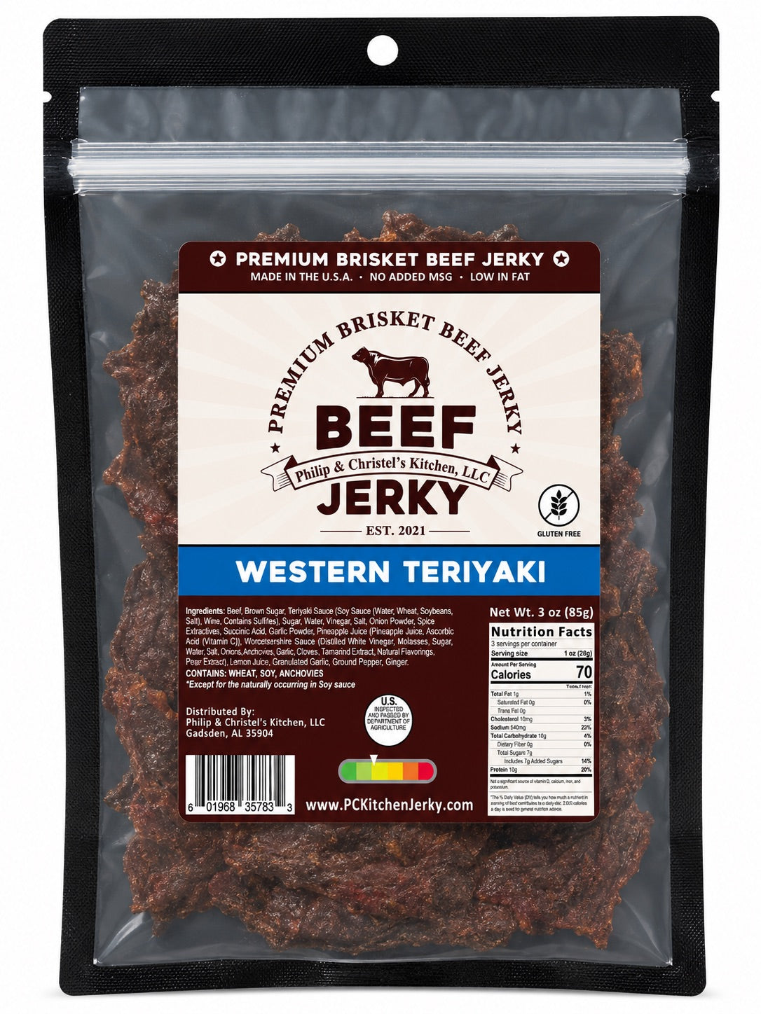 Premium Brisket Beef Jerky Western Teriyaki 3oz.