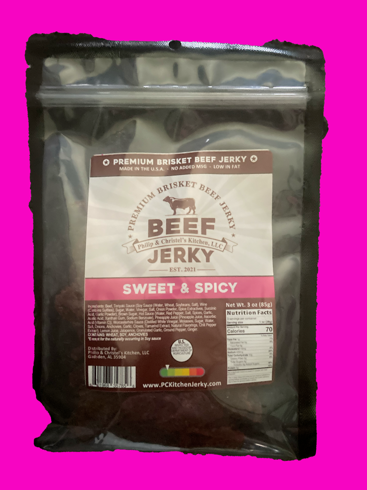 Premium Brisket Beef Jerky Sweet & Spicy 3oz.