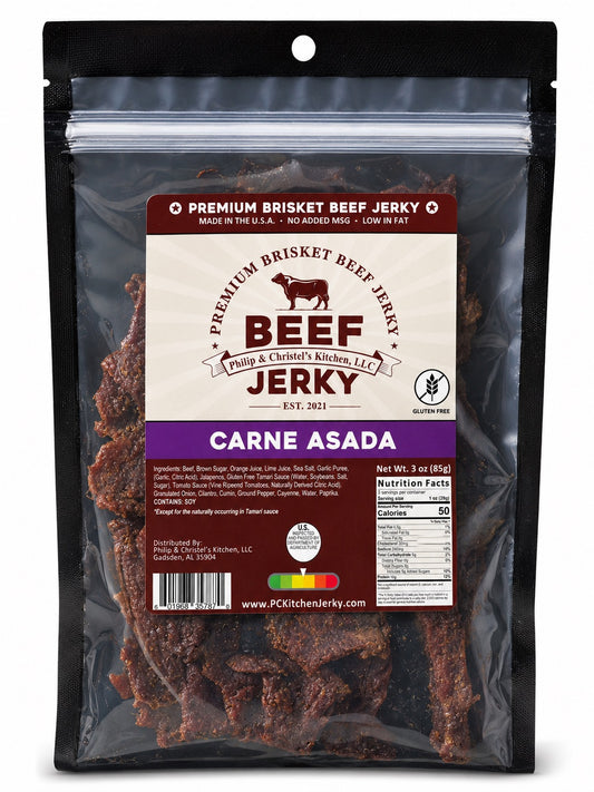 Premium Brisket Beef Jerky Carne Asada 3oz.