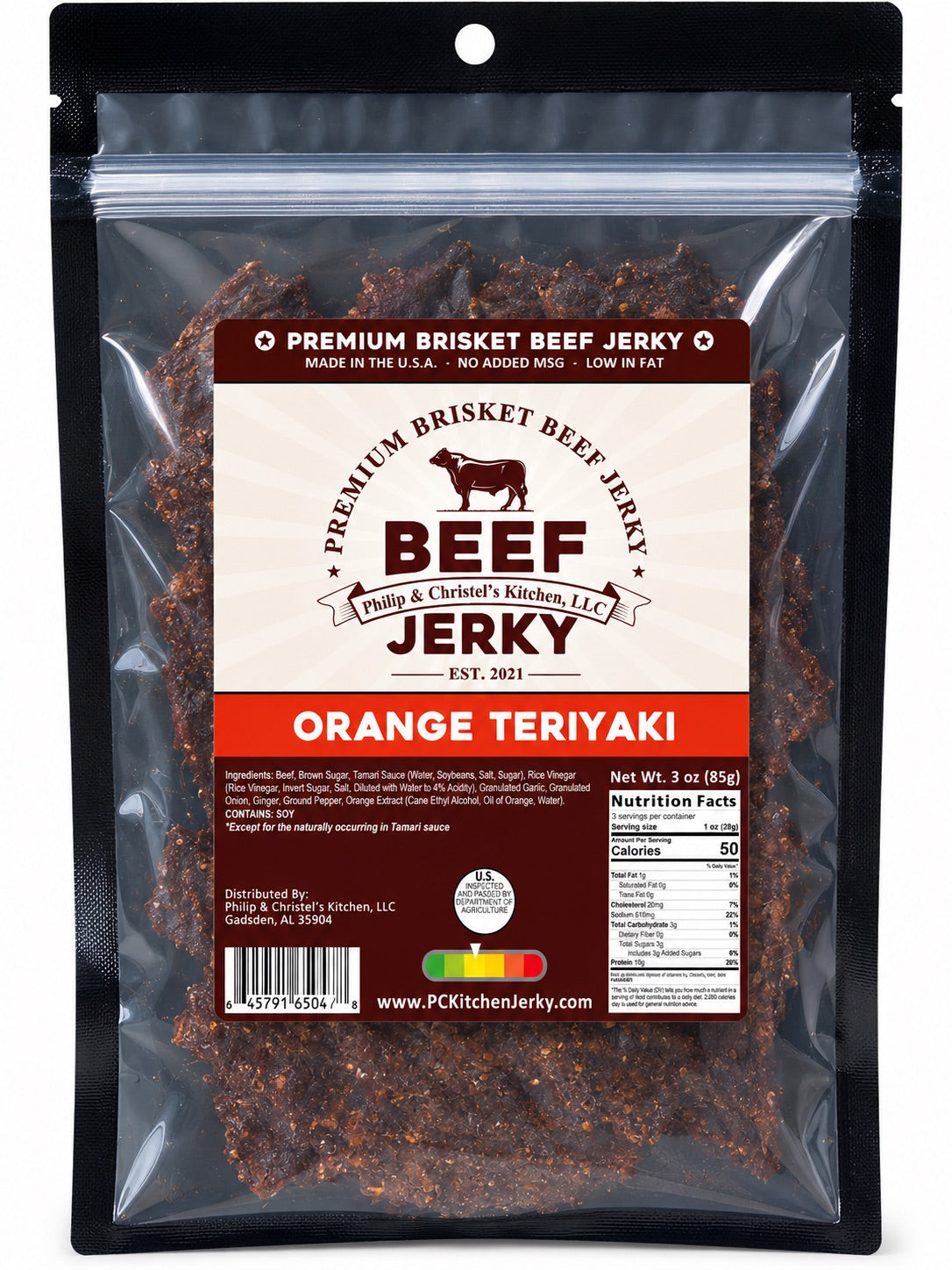 Premium Brisket Beef Jerky Orange Teriyaki 3oz.