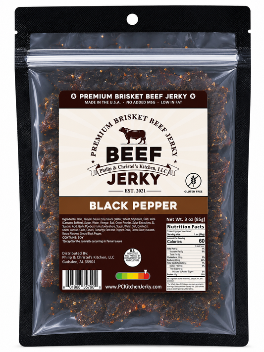 Premium Brisket Beef Jerky Black Pepper 3oz.
