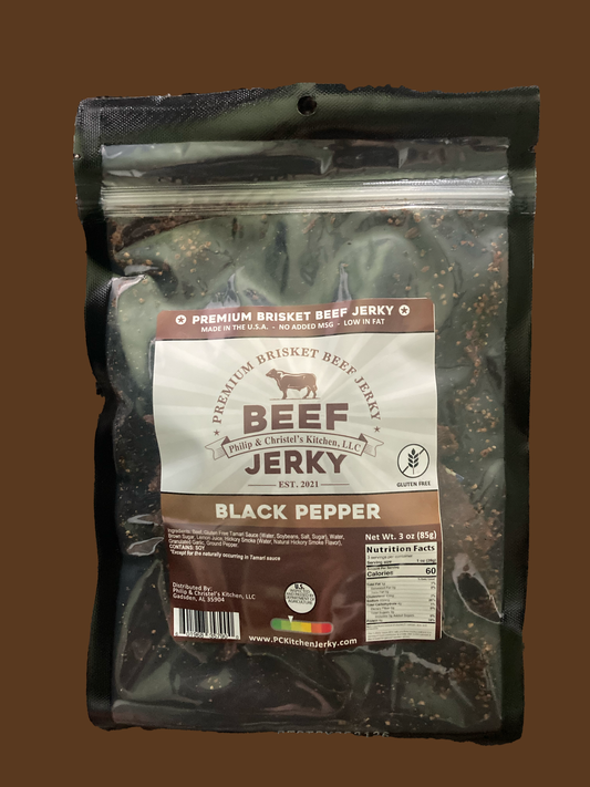 Premium Brisket Beef Jerky Black Pepper 3oz.