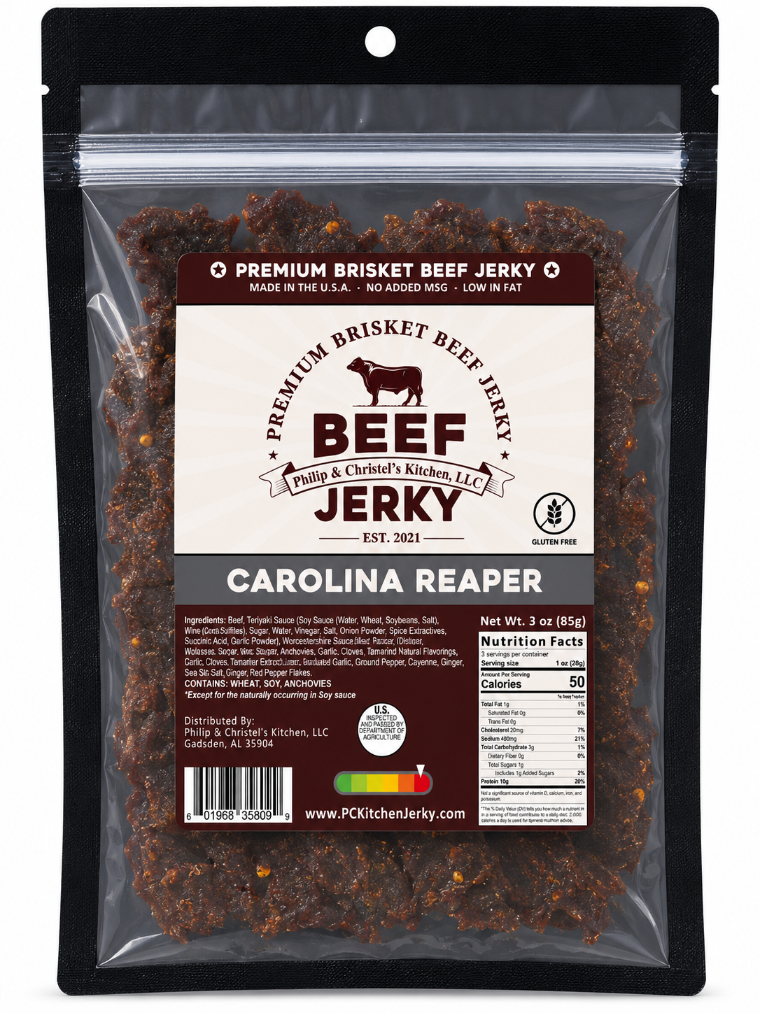 Premium Brisket Beef Jerky Carolina Reaper 3oz.