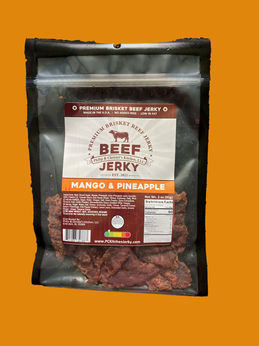 Premium Brisket Beef Jerky Mango & Pineapple 3oz.