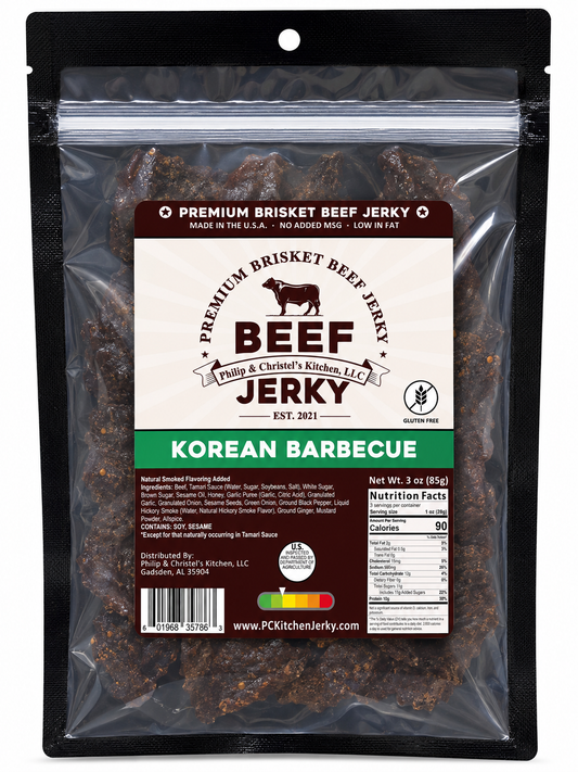 Premium Brisket Beef Jerky Korean BBQ 3oz.